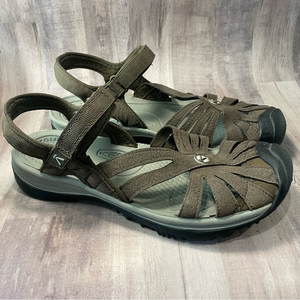 Keen Rose Ankle Strap Sport Sandals Brown w/ Black Cap Toe Women's Size 10 - Picture 2 of 11